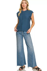 Zenana Center Seam Sleeveless Sweater 