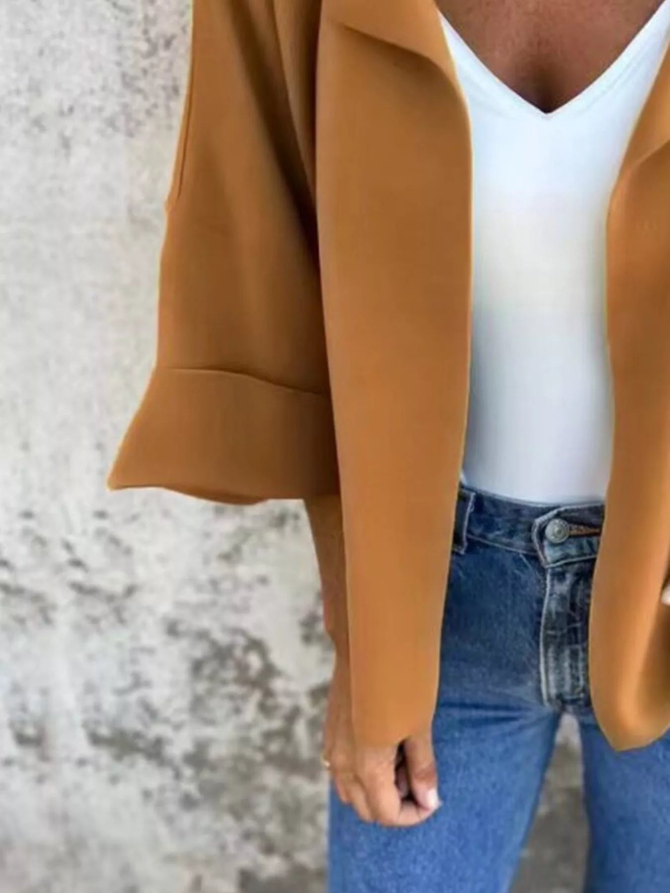 Full Size Open Front 3/4 Sleeve Casual Cardigan Plus Size 