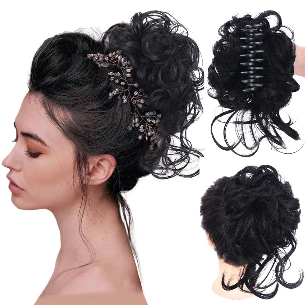 Clara Volumizing Curly Bun Claw Clip | Heat-Stylable Updo Hairpiece 