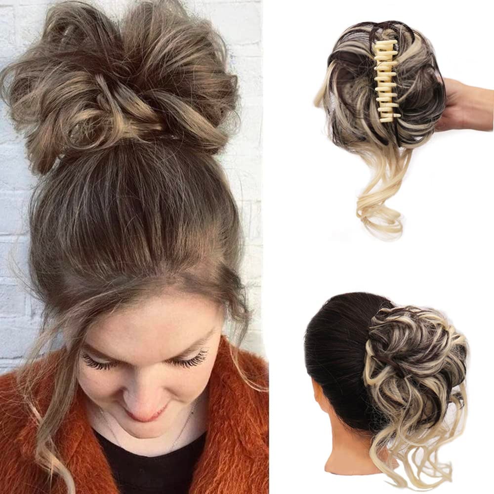 Clara Volumizing Curly Bun Claw Clip | Heat-Stylable Updo Hairpiece 