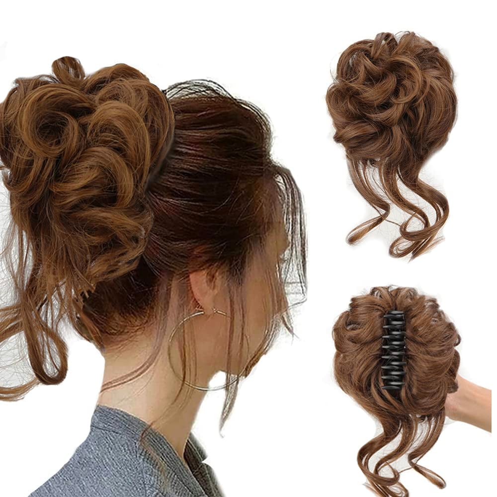 Clara Volumizing Curly Bun Claw Clip | Heat-Stylable Updo Hairpiece 