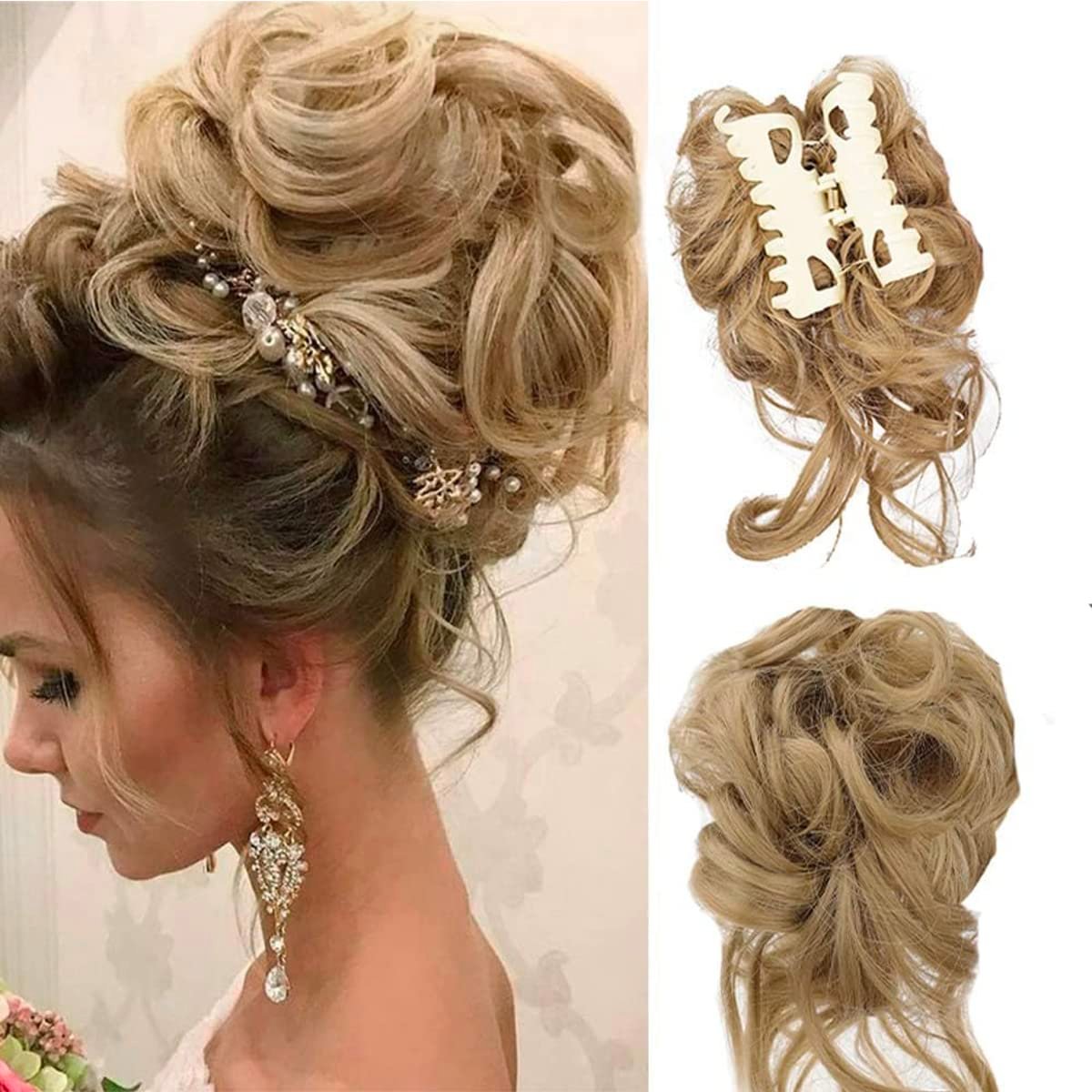 Clara Volumizing Curly Bun Claw Clip | Heat-Stylable Updo Hairpiece 