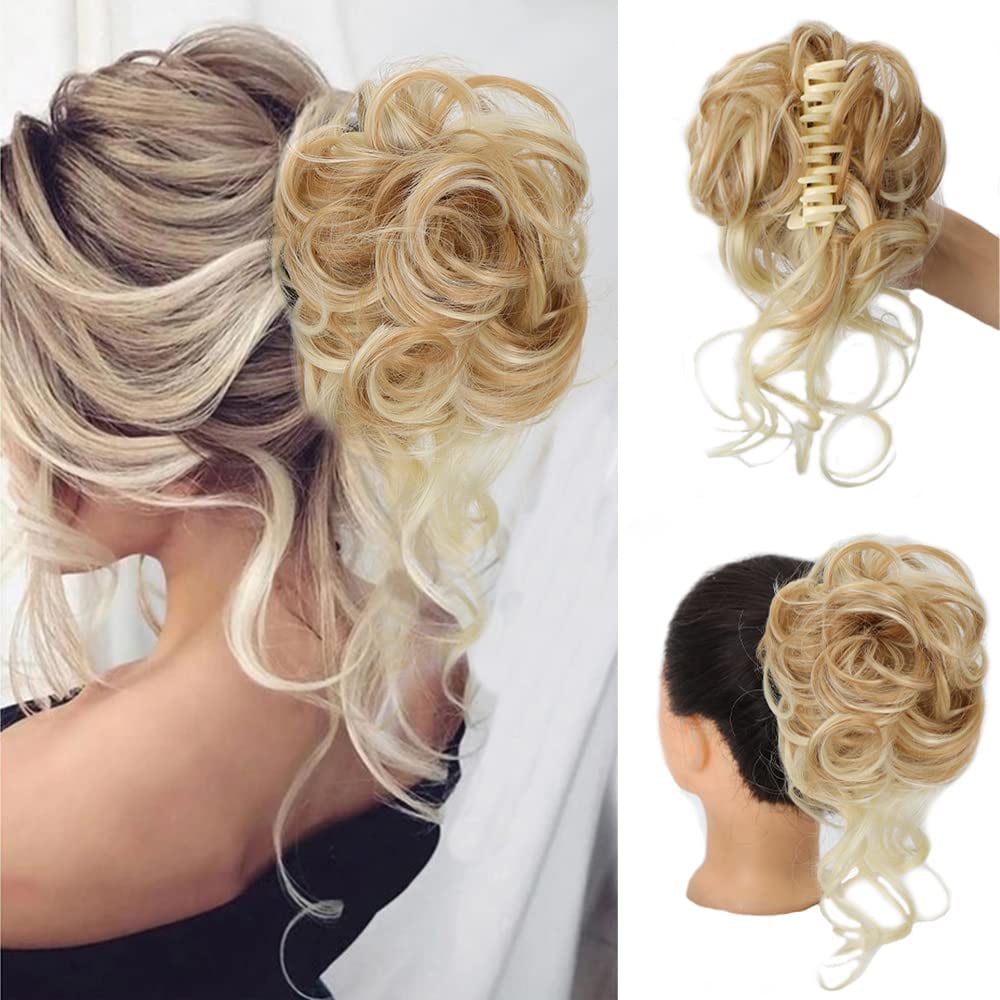 Clara Volumizing Curly Bun Claw Clip | Heat-Stylable Updo Hairpiece 