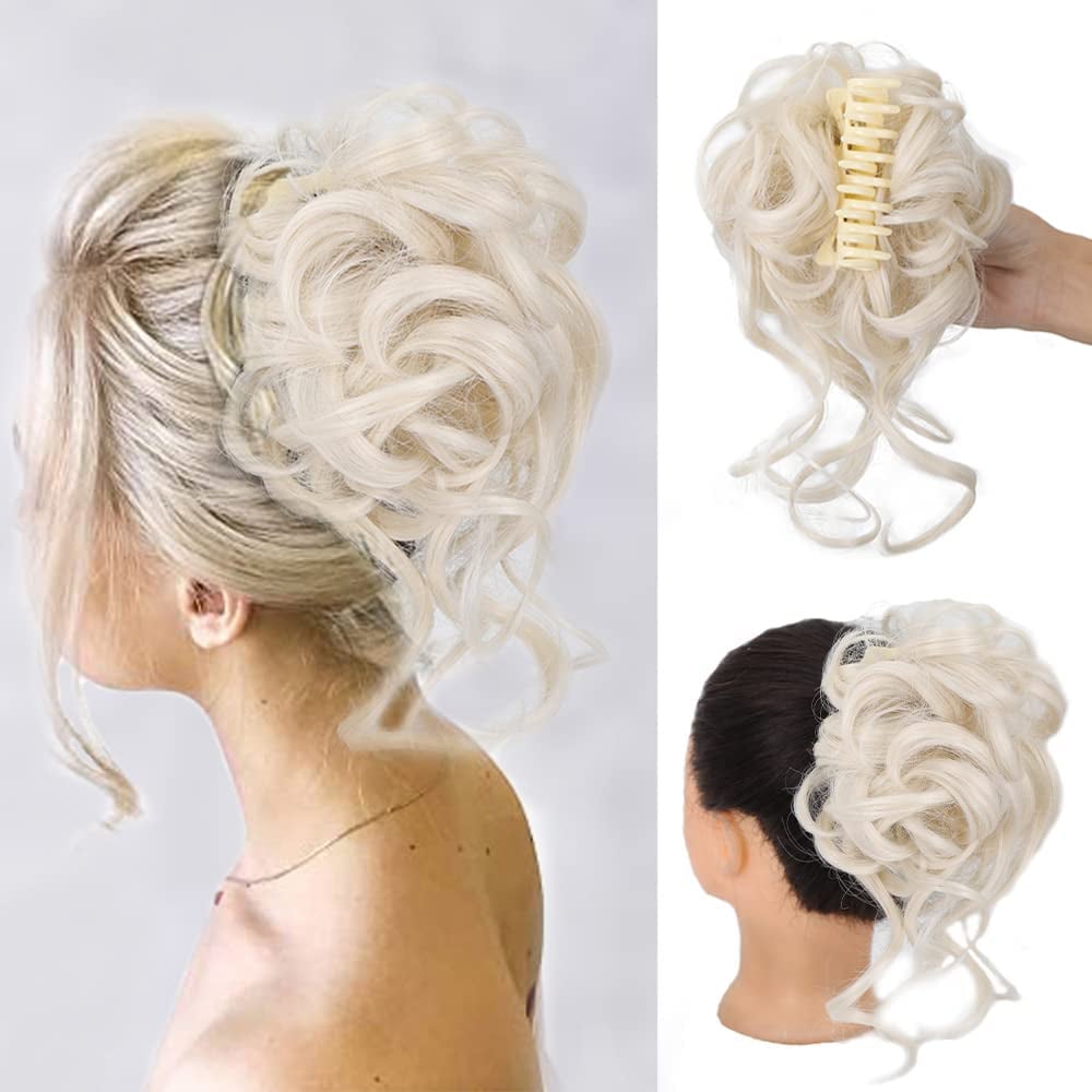 Clara Volumizing Curly Bun Claw Clip | Heat-Stylable Updo Hairpiece 