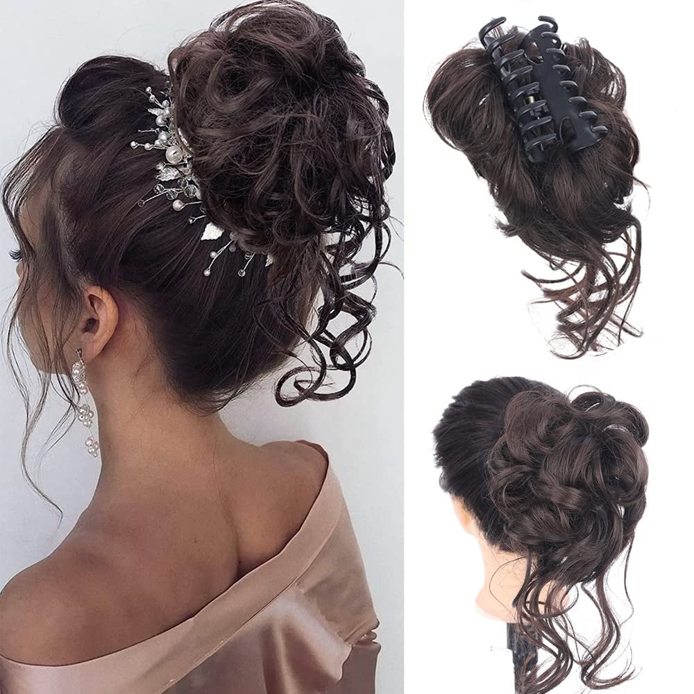 Clara Volumizing Curly Bun Claw Clip | Heat-Stylable Updo Hairpiece 