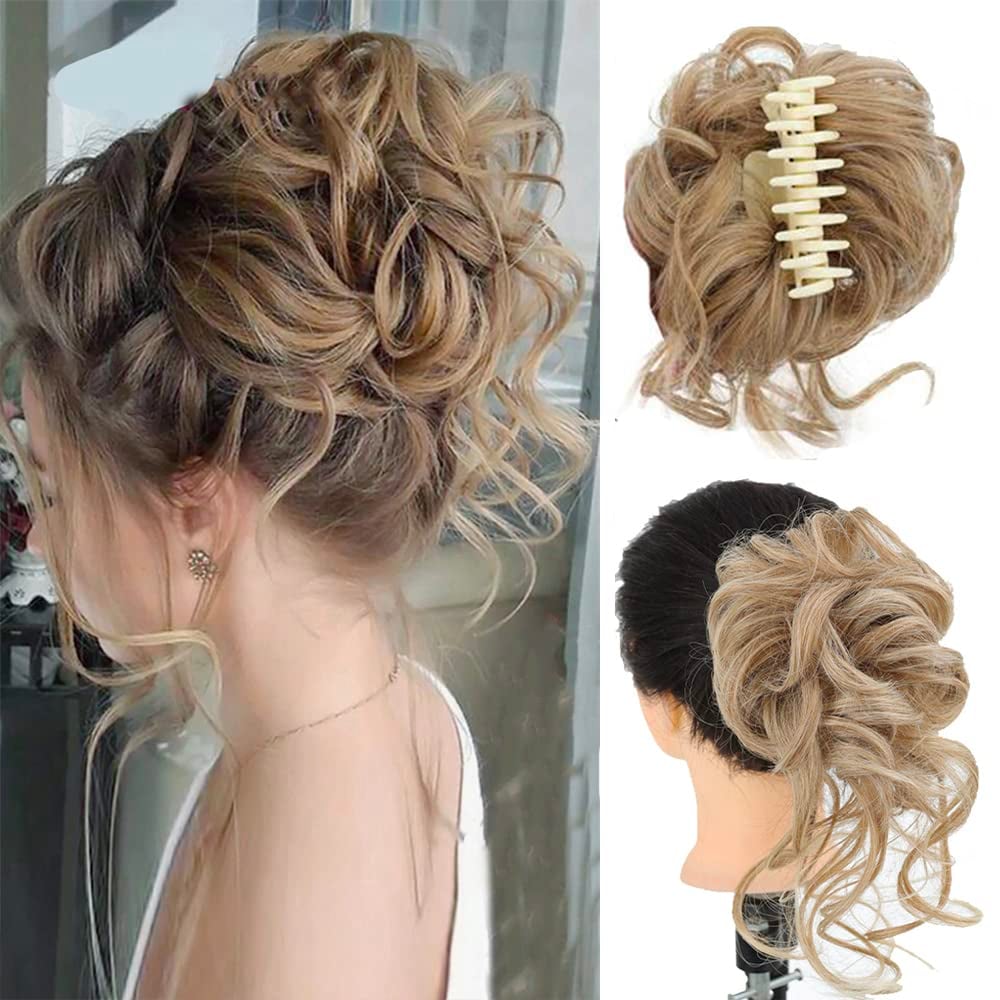 Clara Volumizing Curly Bun Claw Clip | Heat-Stylable Updo Hairpiece 
