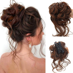 Clara Volumizing Curly Bun Claw Clip | Heat-Stylable Updo Hairpiece 