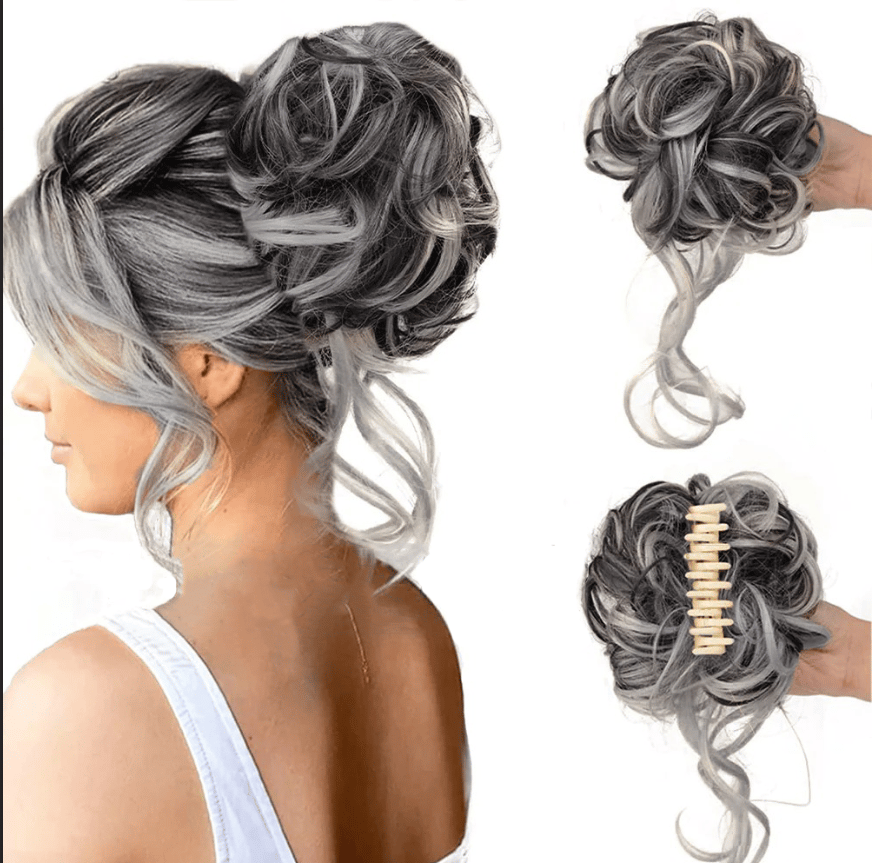 Clara Volumizing Curly Bun Claw Clip | Heat-Stylable Updo Hairpiece 