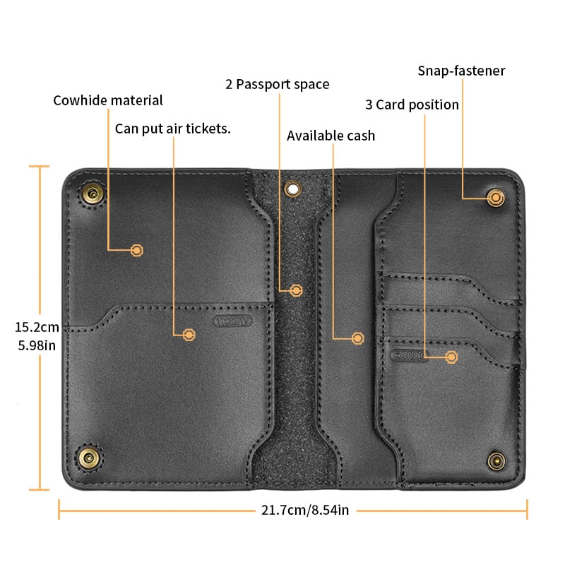 CompassSlim Leather Travel Wallet | Passport Holder for Cards, Tickets & ID 