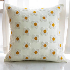 Cozy Cotton-Poly Blend Pillow with Spring Floral Embroidery – 45x45cm Decorative Cushion 
