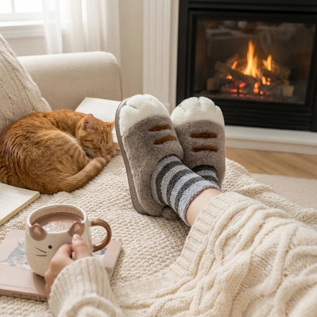 Cuddle Cat Paw Slippers | Ultra-Plush, Cute Design for Women 