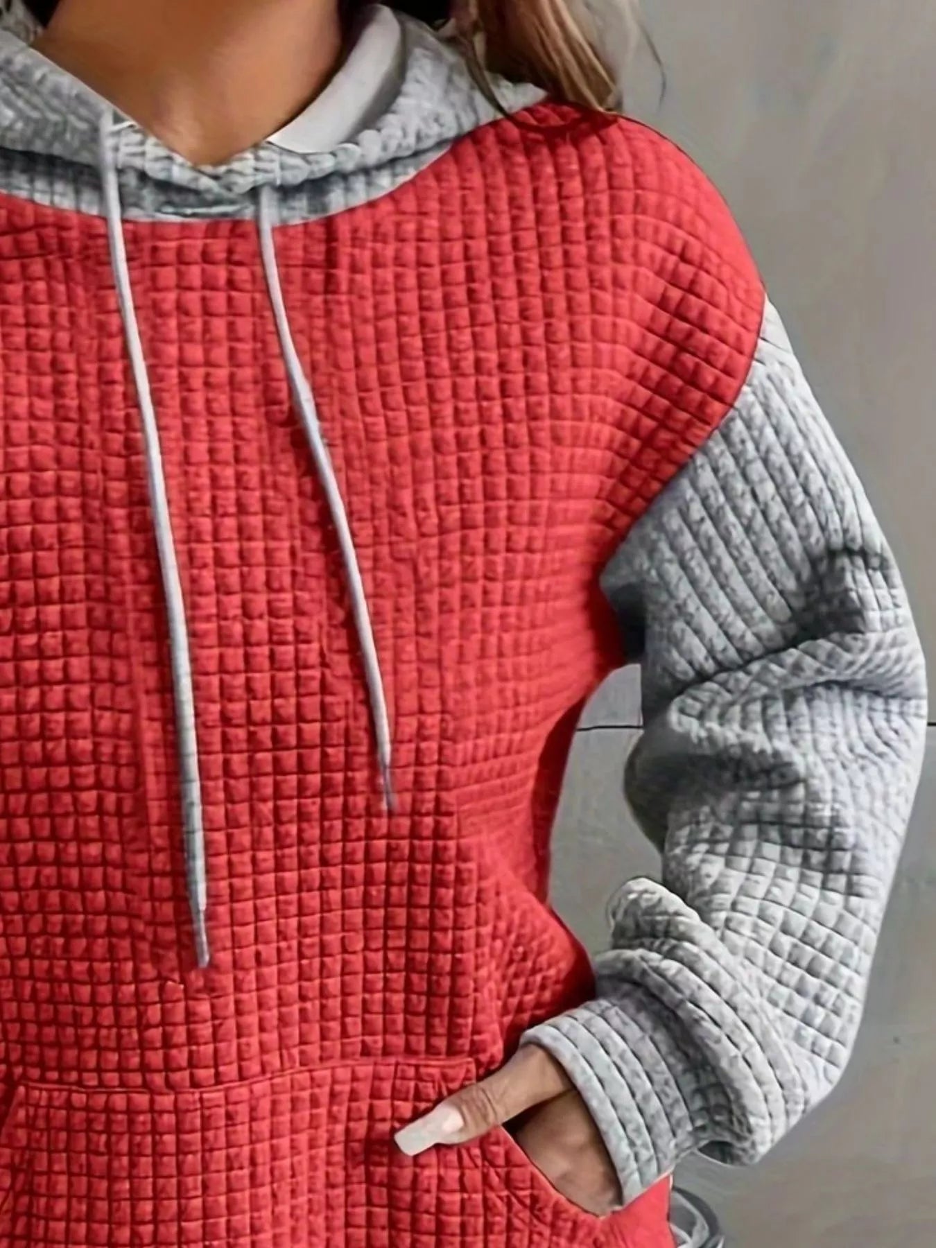 Full Size Textured Kangaroo Pocket Hoodie Plus Size 