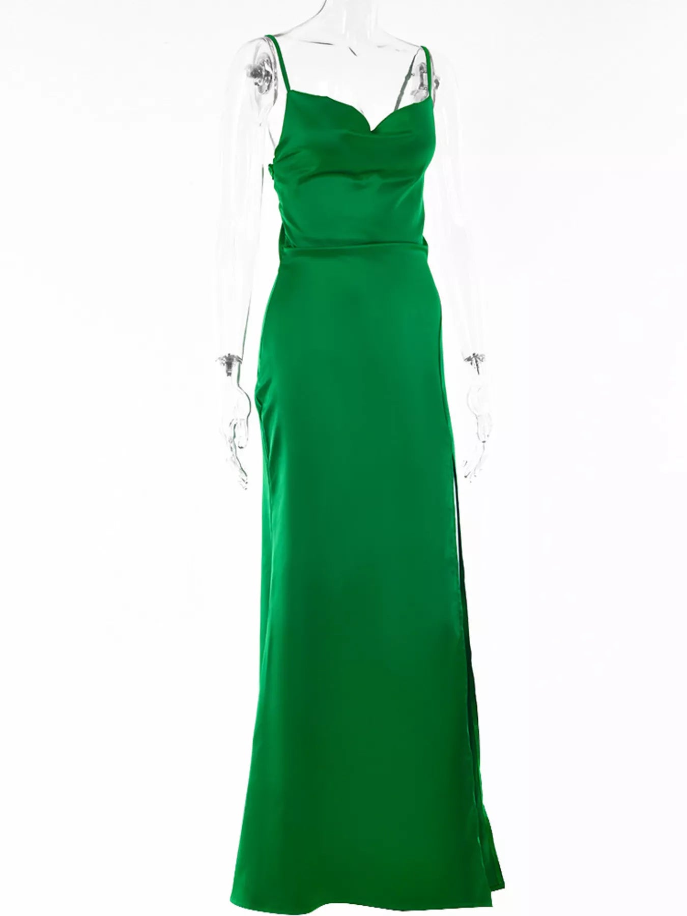 Ruched Split Spaghetti Strap Maxi Dress 