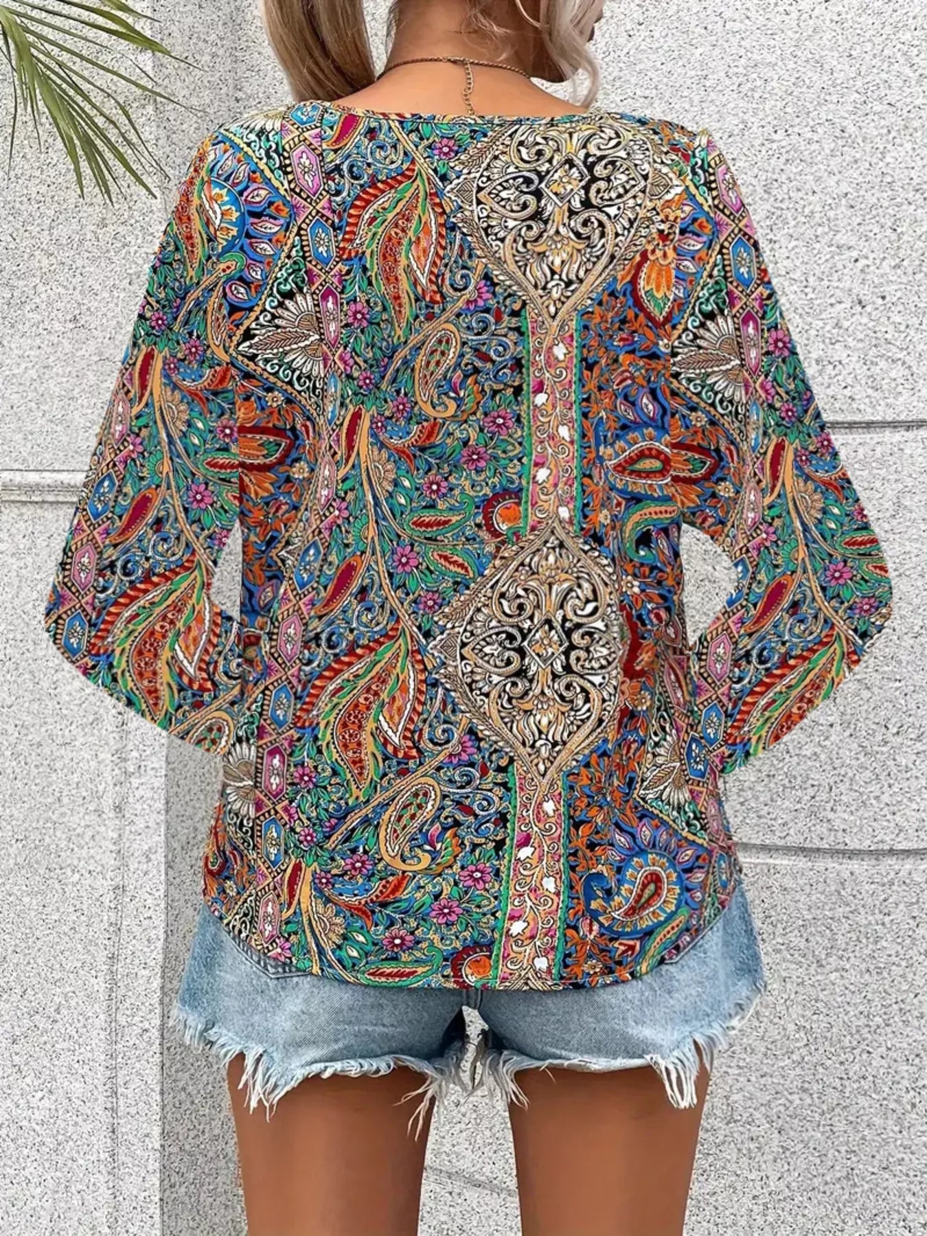 Paisley Print Long Sleeve Blouse 