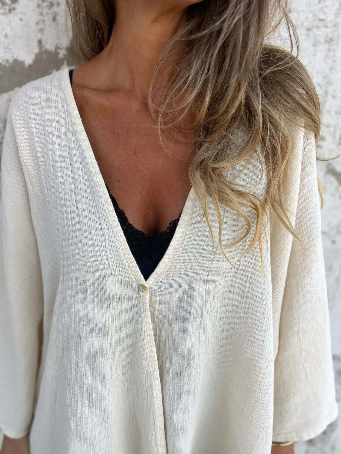 Full Size One Button Long Sleeve Shirt Plus Size 