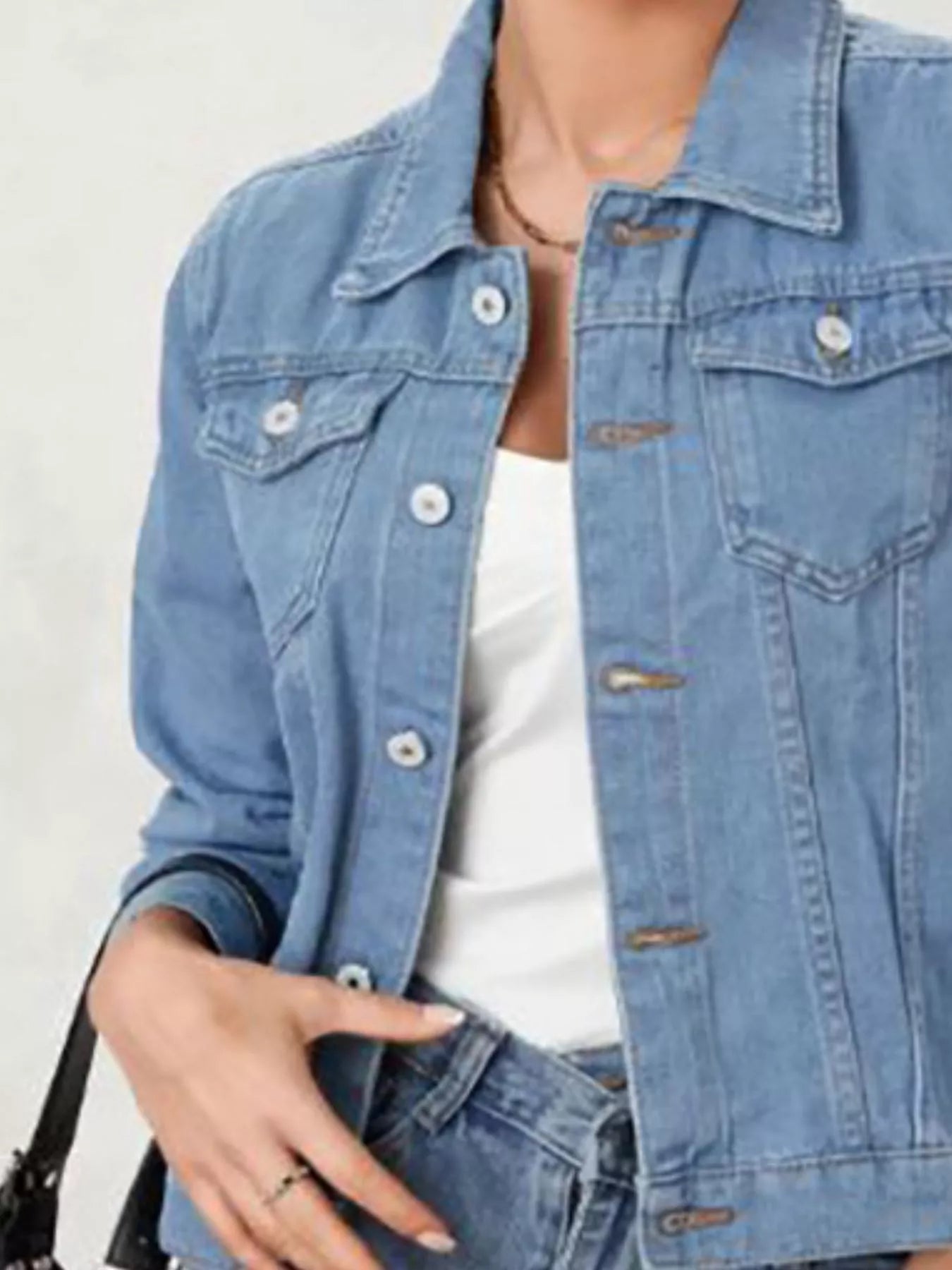 Button Up Long Sleeve Denim Jacket 