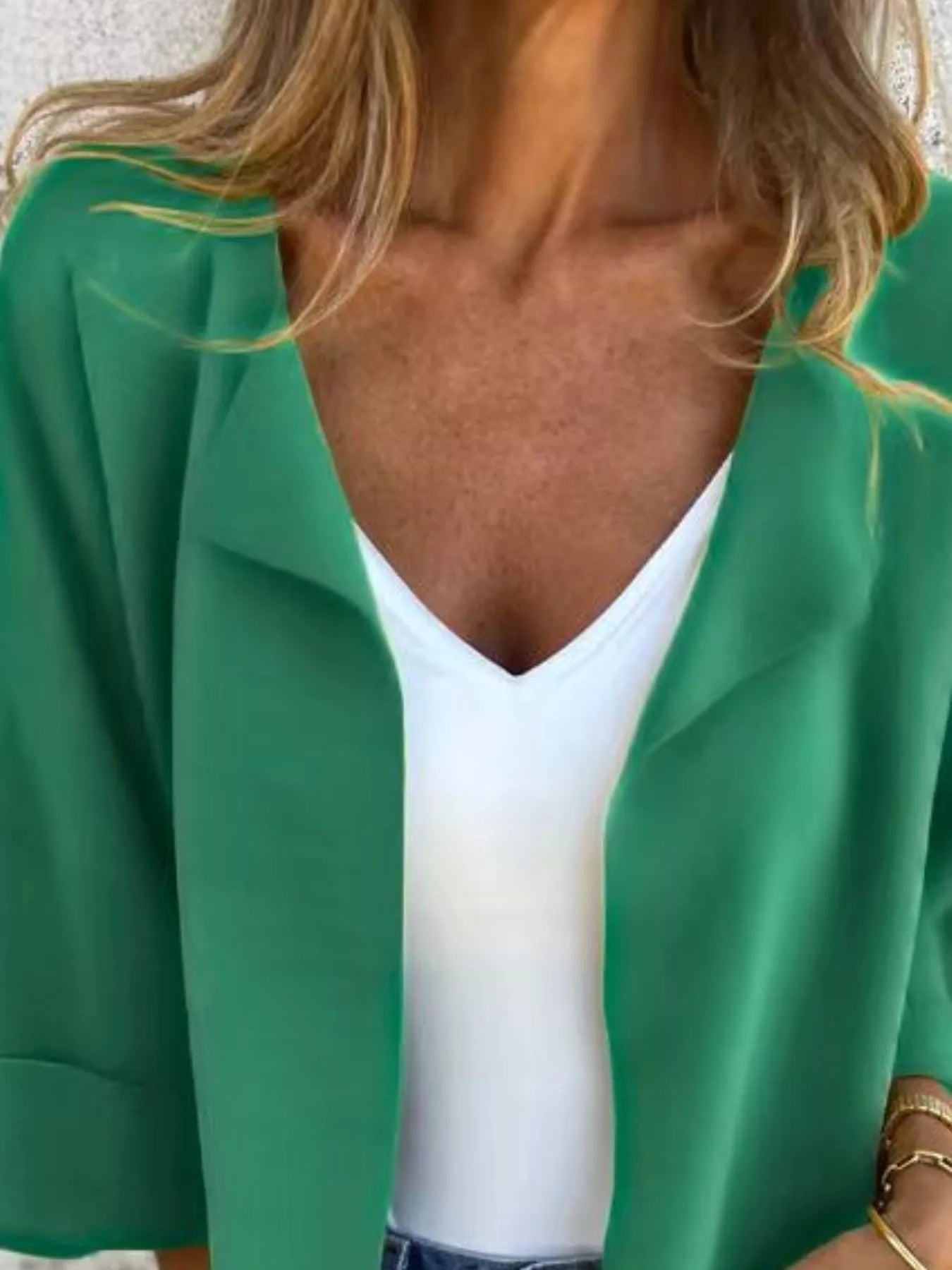 Full Size Open Front 3/4 Sleeve Cardigan Plus Size 