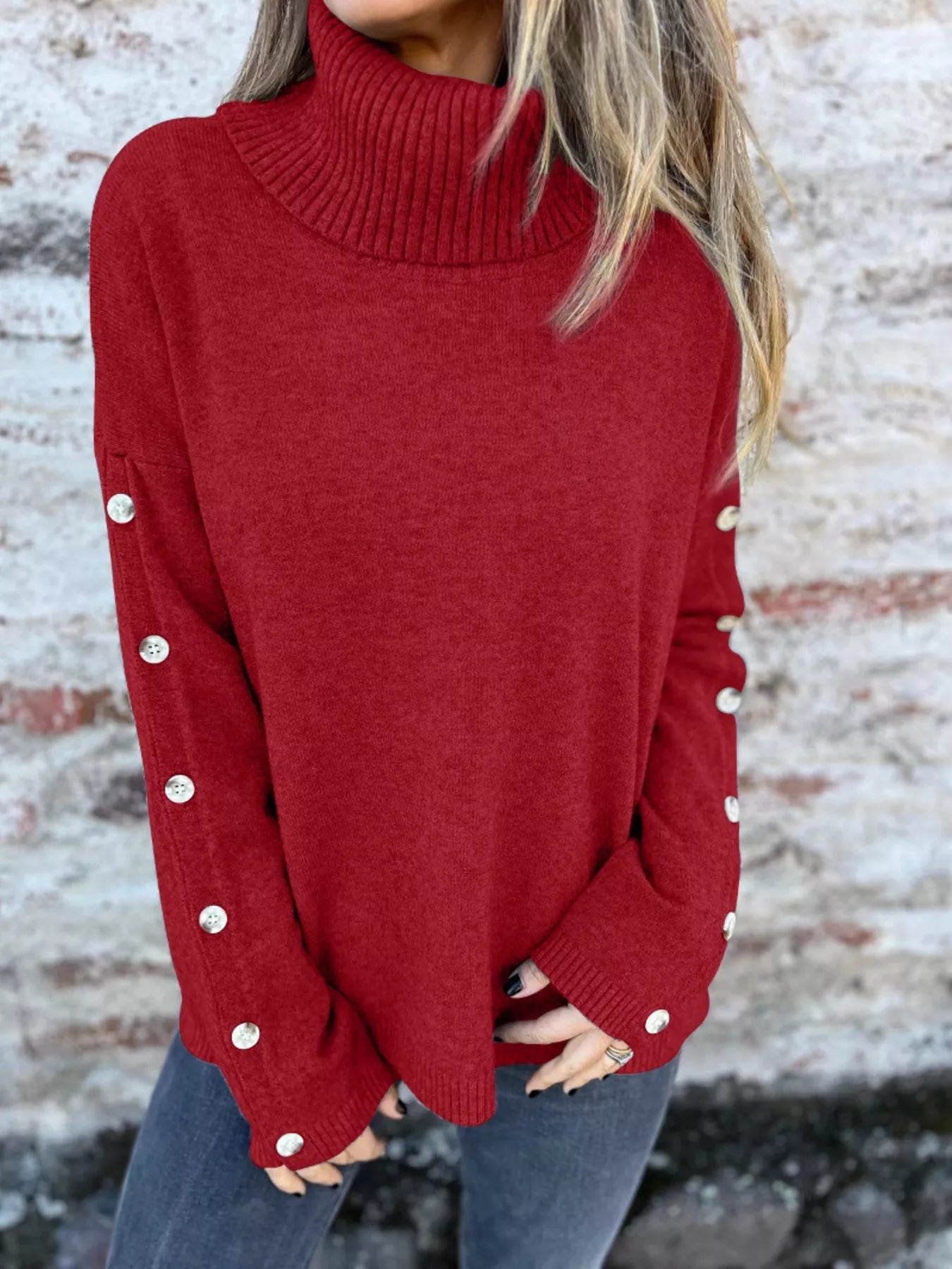 Full Size Turtleneck Long Sleeve Sweater Plus Size 