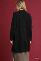 Umgee Button-Down Longline Sweater Cardigan with Front Pockets 