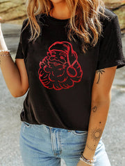 Rhinestone Santa Claus Christmas Graphic T Shirt 