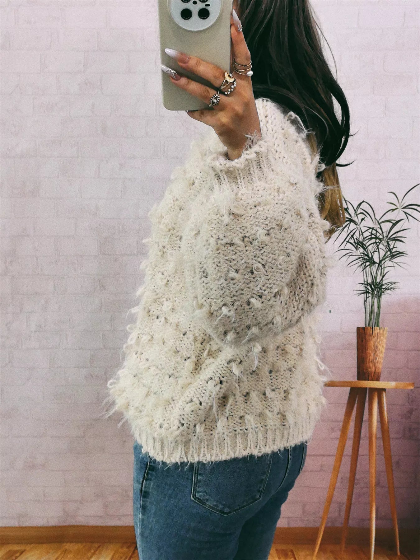 Chunky Round Neck Long Sleeve Sweater 