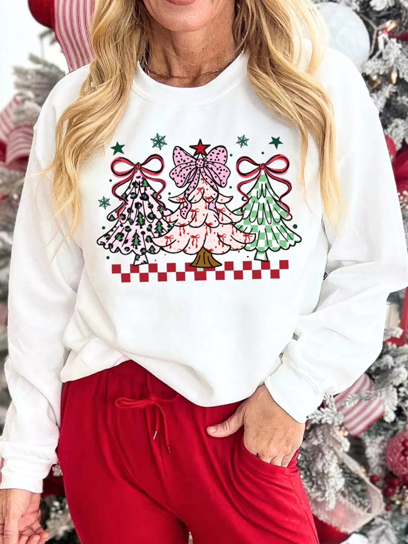 Christmas Tree Graphic Customized Holiday Sweatshirt 
