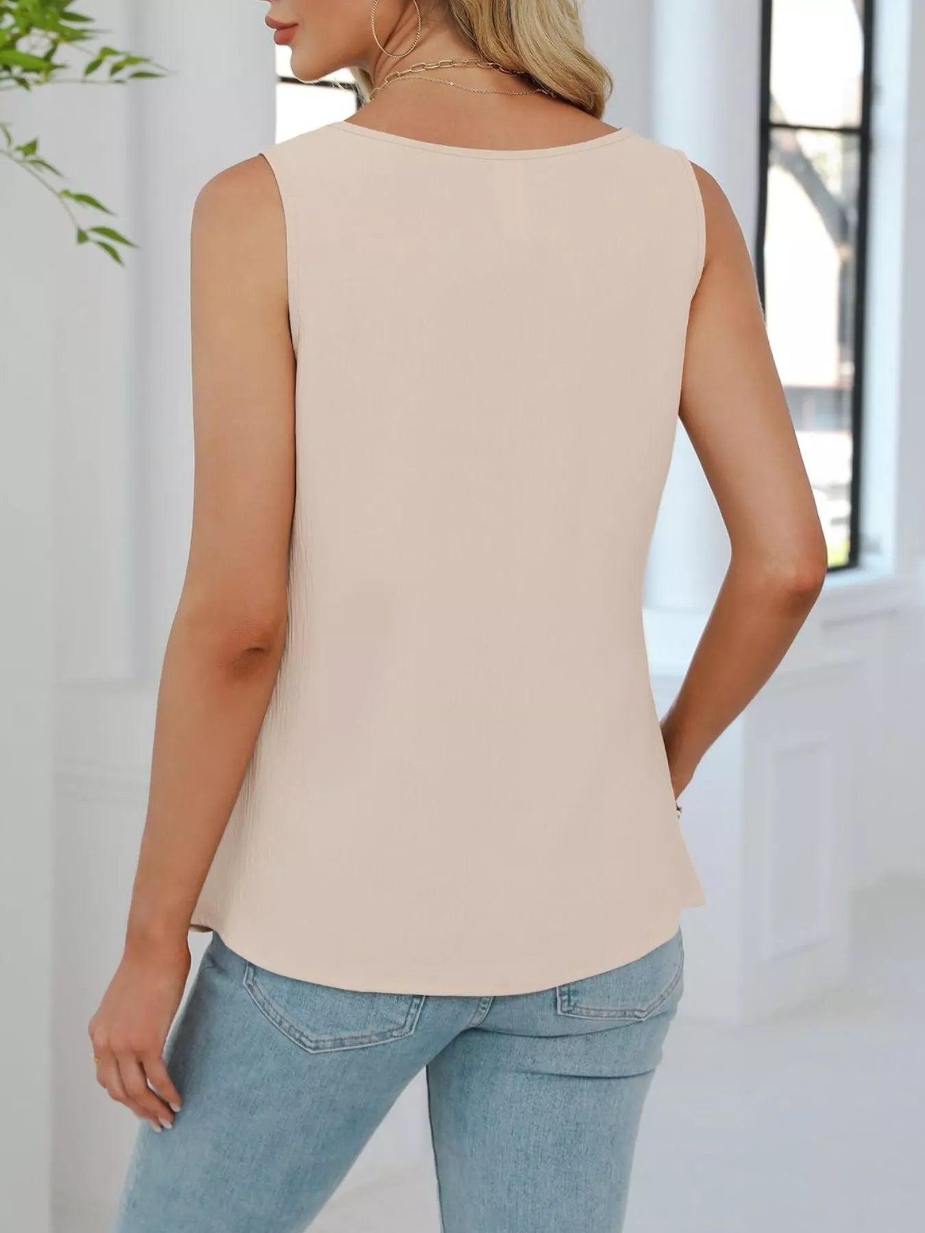 V-Neck Pleated Tank 