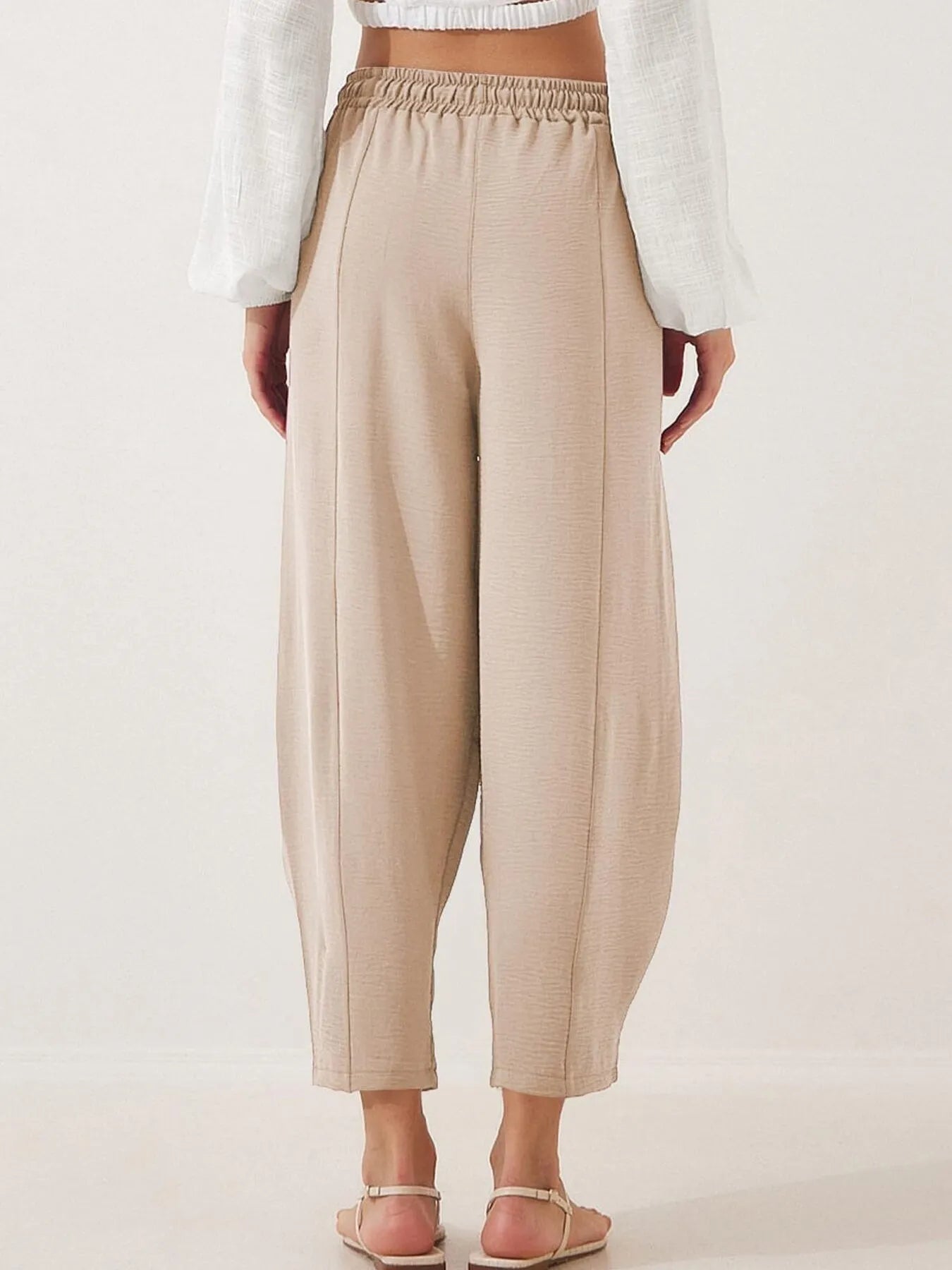Full Size Drawstring Wide Leg Cropped Pants Plus Size 