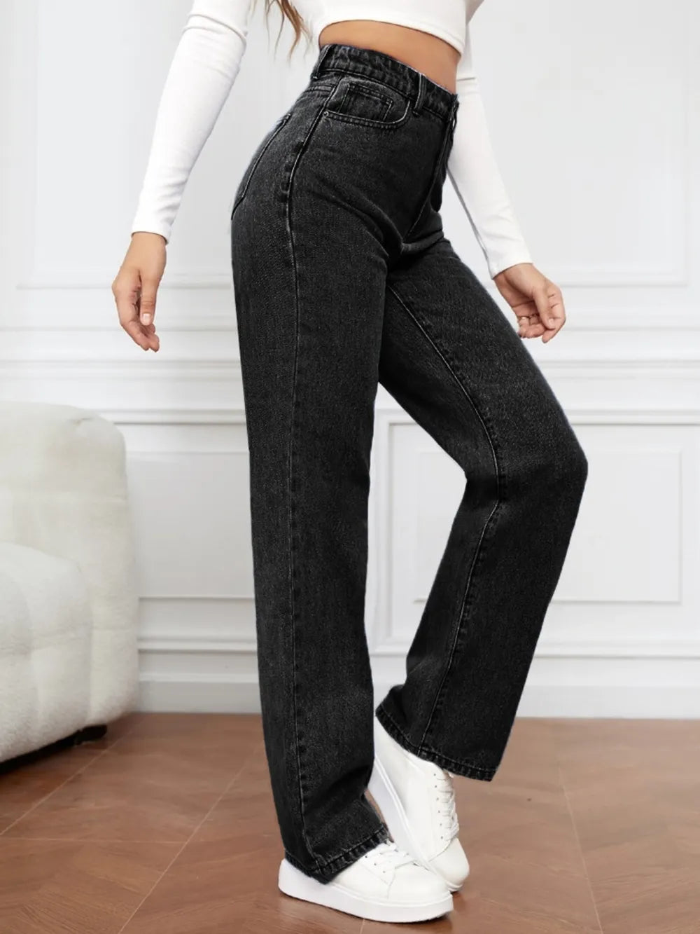 High Waist Straight Jeans 