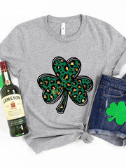 Lucky Clover Round Neck Short Sleeve T-Shirt 