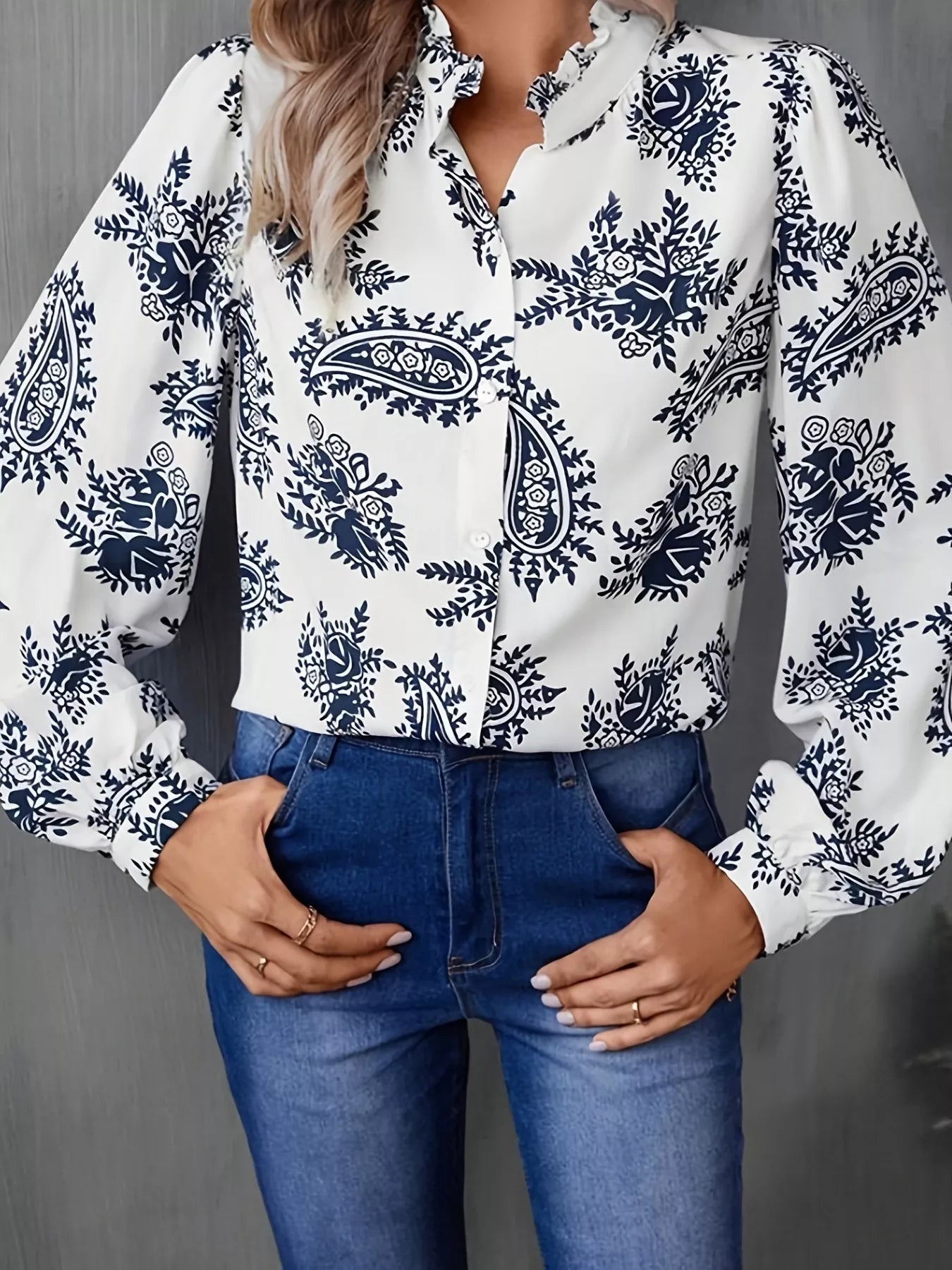 Paisley Print Button Up Shirt 