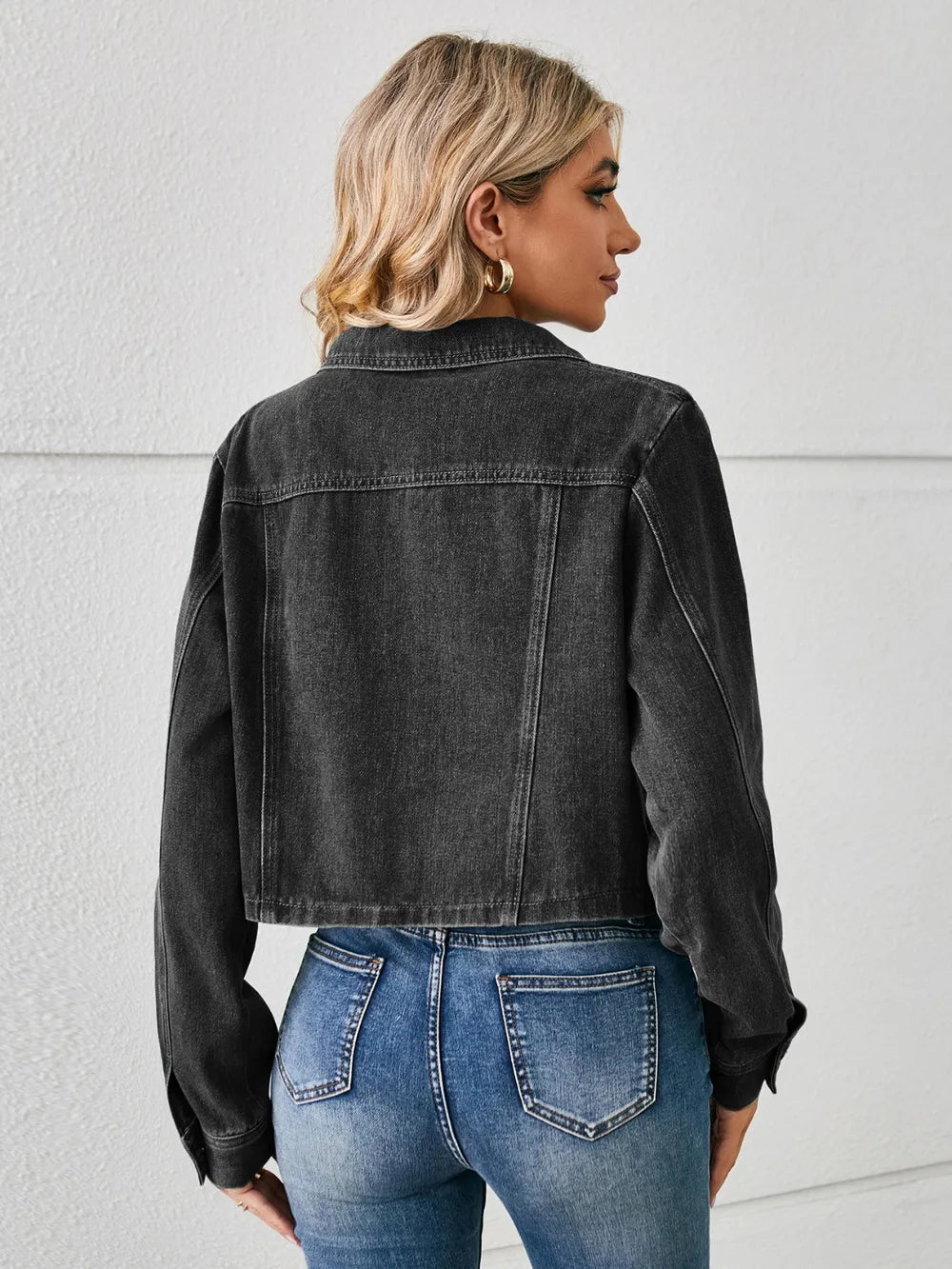 Button Up Long Sleeve Denim Jacket 