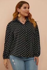 Plus Size Polka Dot Balloon Sleeve Shirt 