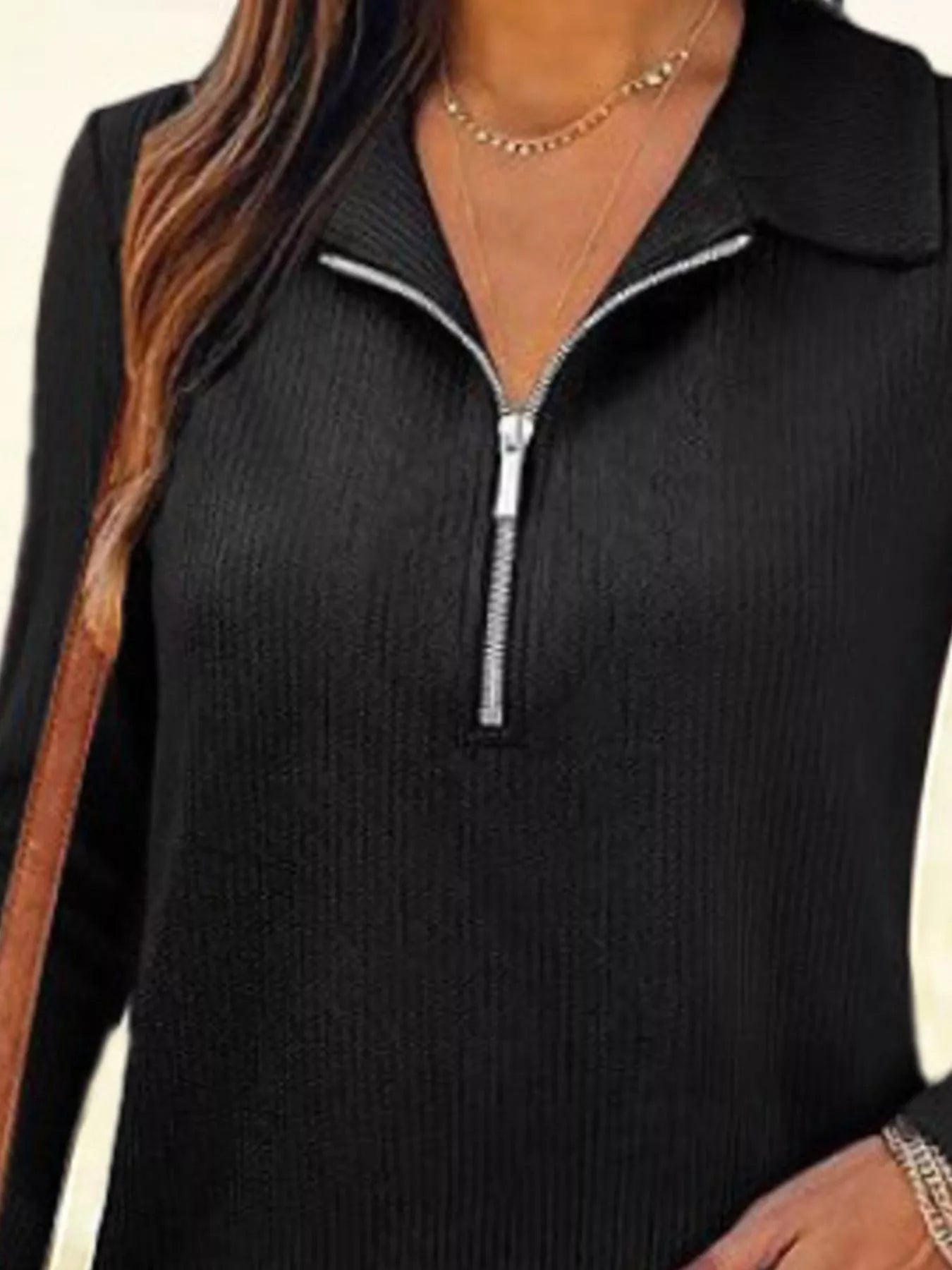 Half Zip Long Sleeve Knit Top 