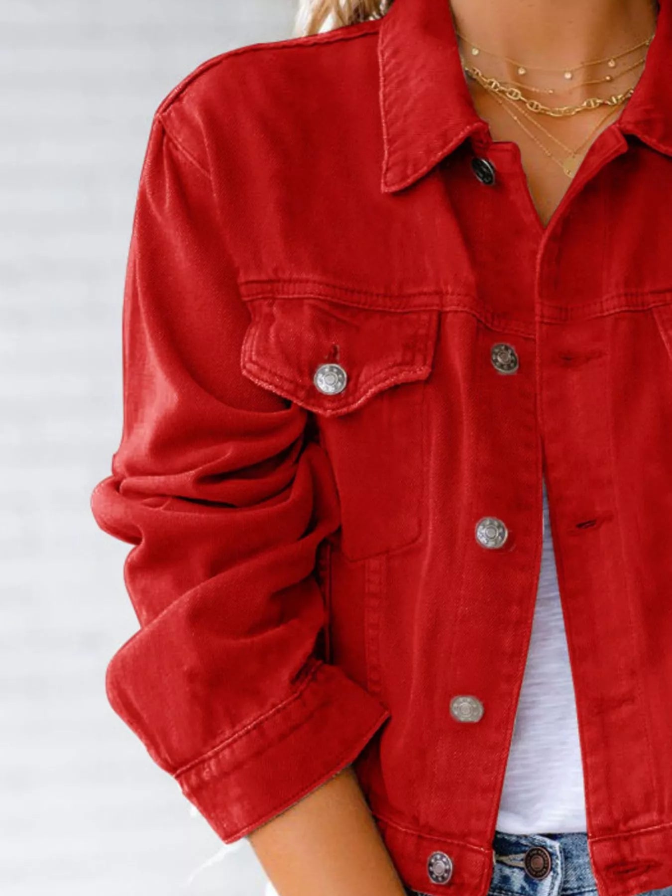 Button Up Long Sleeve Denim Jacket 