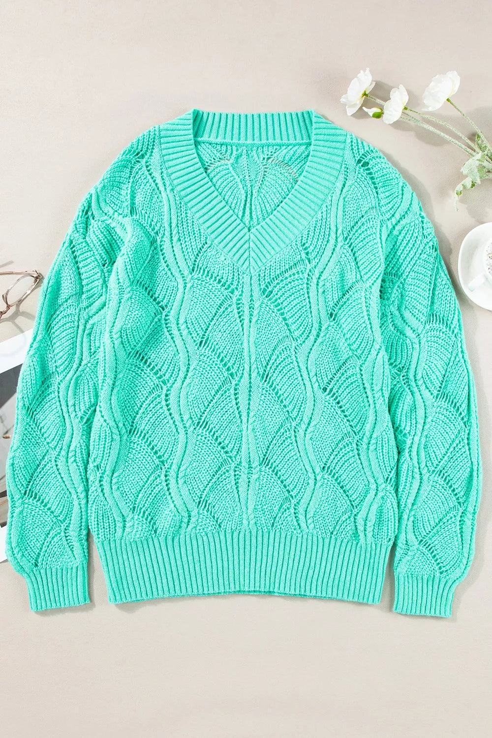 Elegant Texture V-Neck Knit Top 