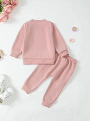 Children's Letter Graphic Sweatshirt and Pants Set 
