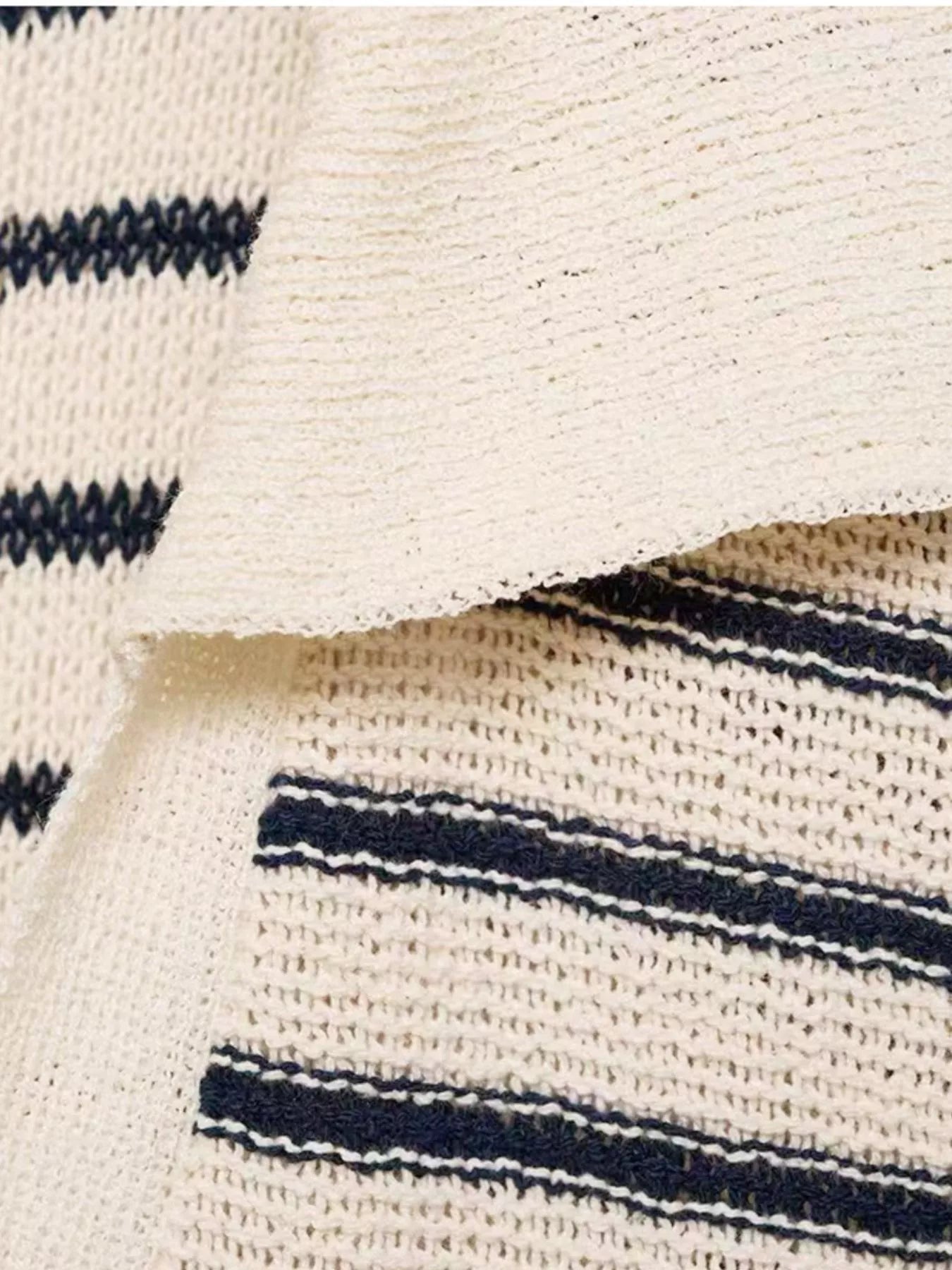 Striped Slit Short Sleeve Maxi Dress 