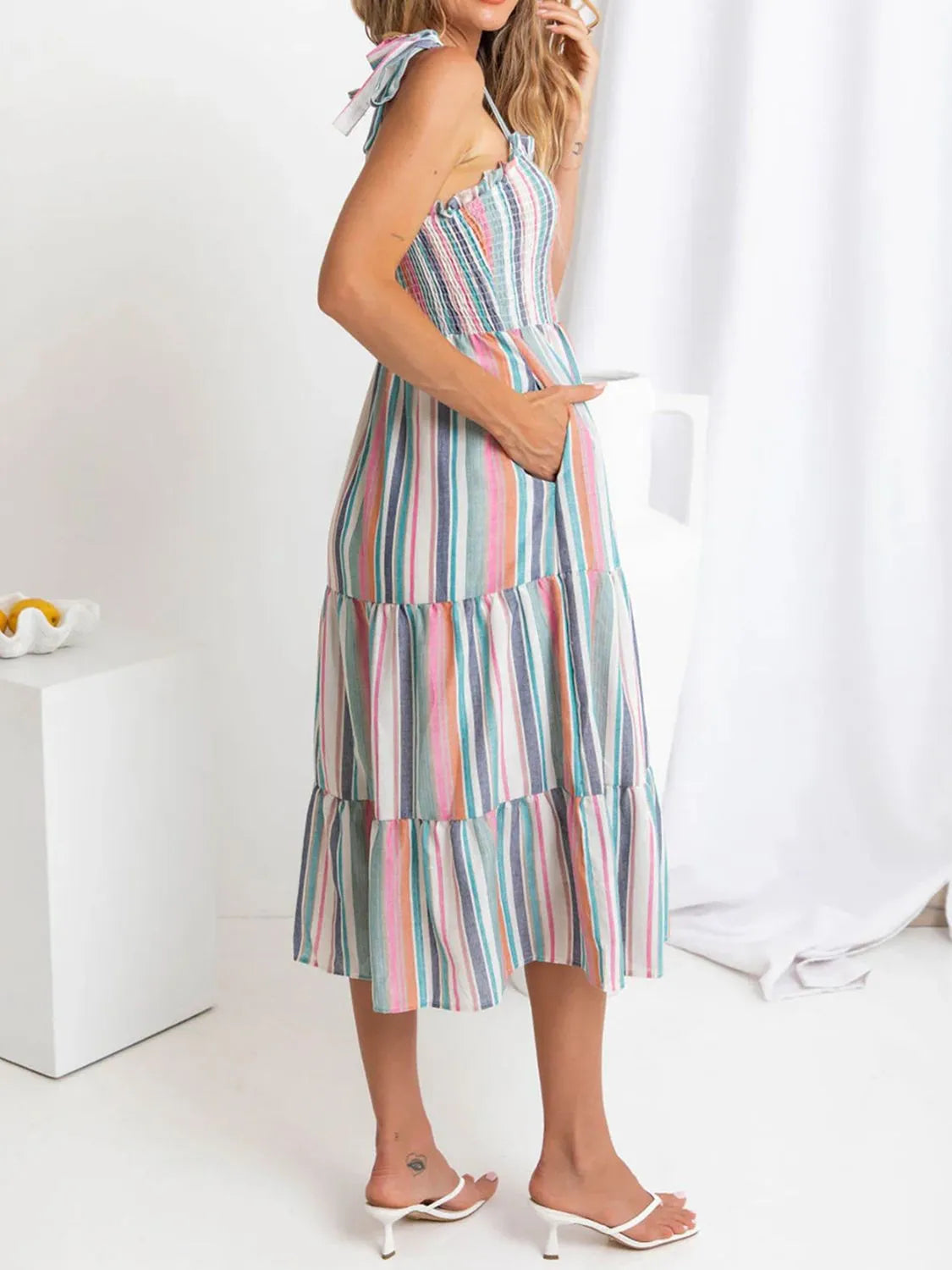 Contrast Striped Square Neck Cami Dress 