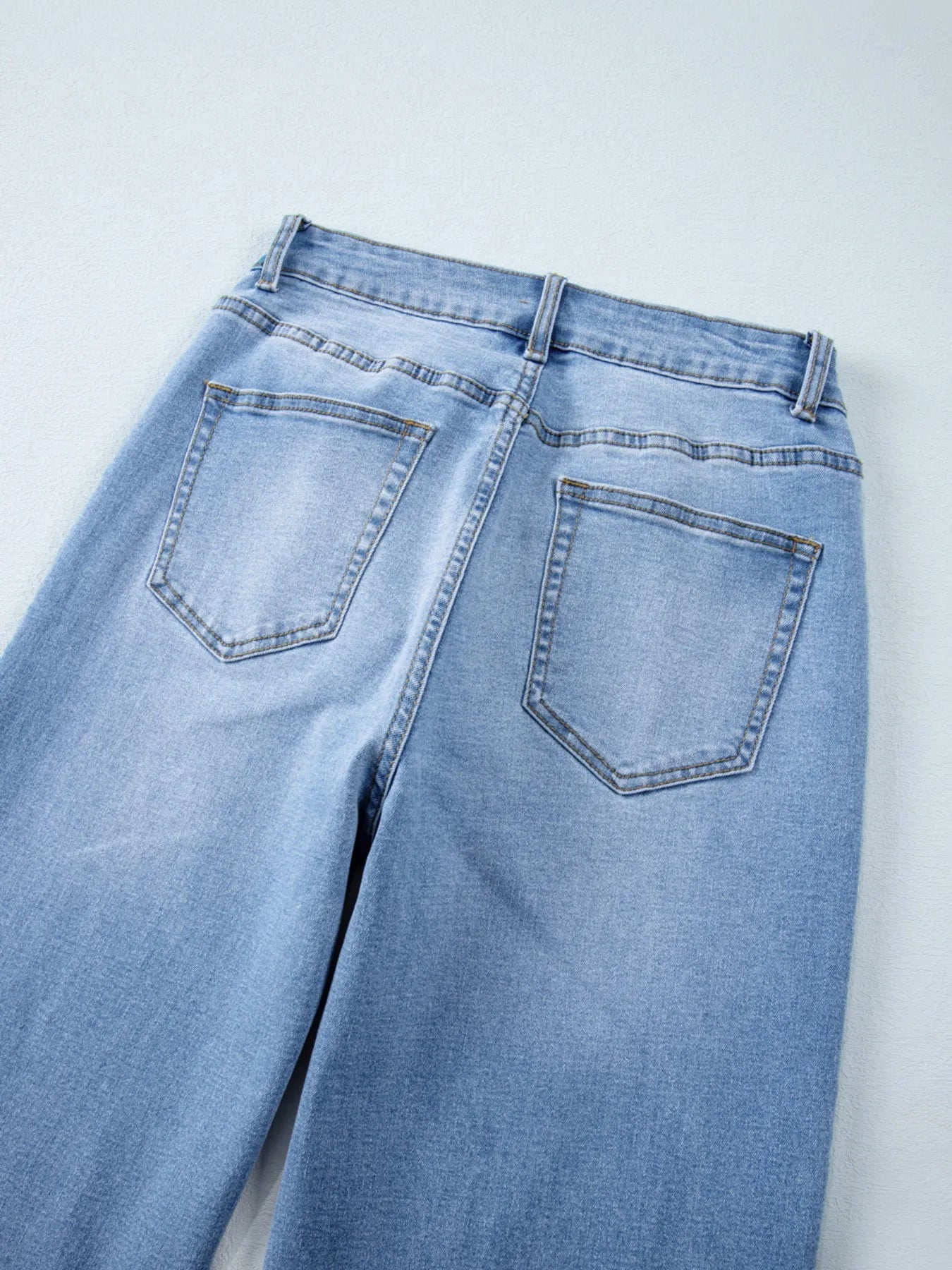 High Waist Wide Leg Washed Jeans 