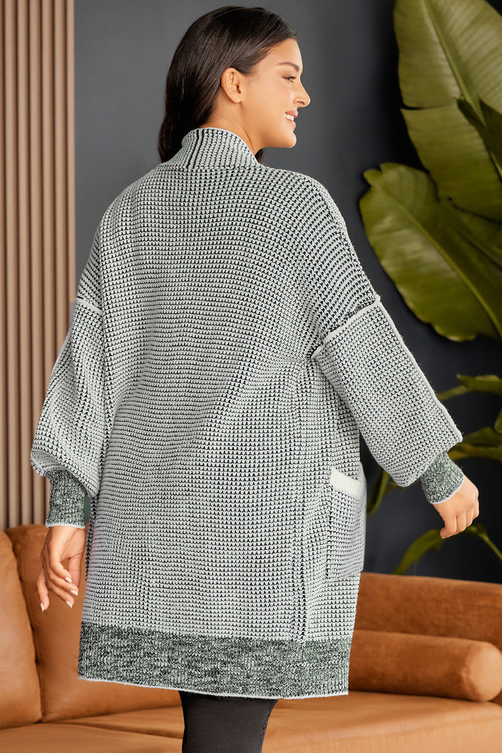Plus Size Open Front Longline Cardigan 