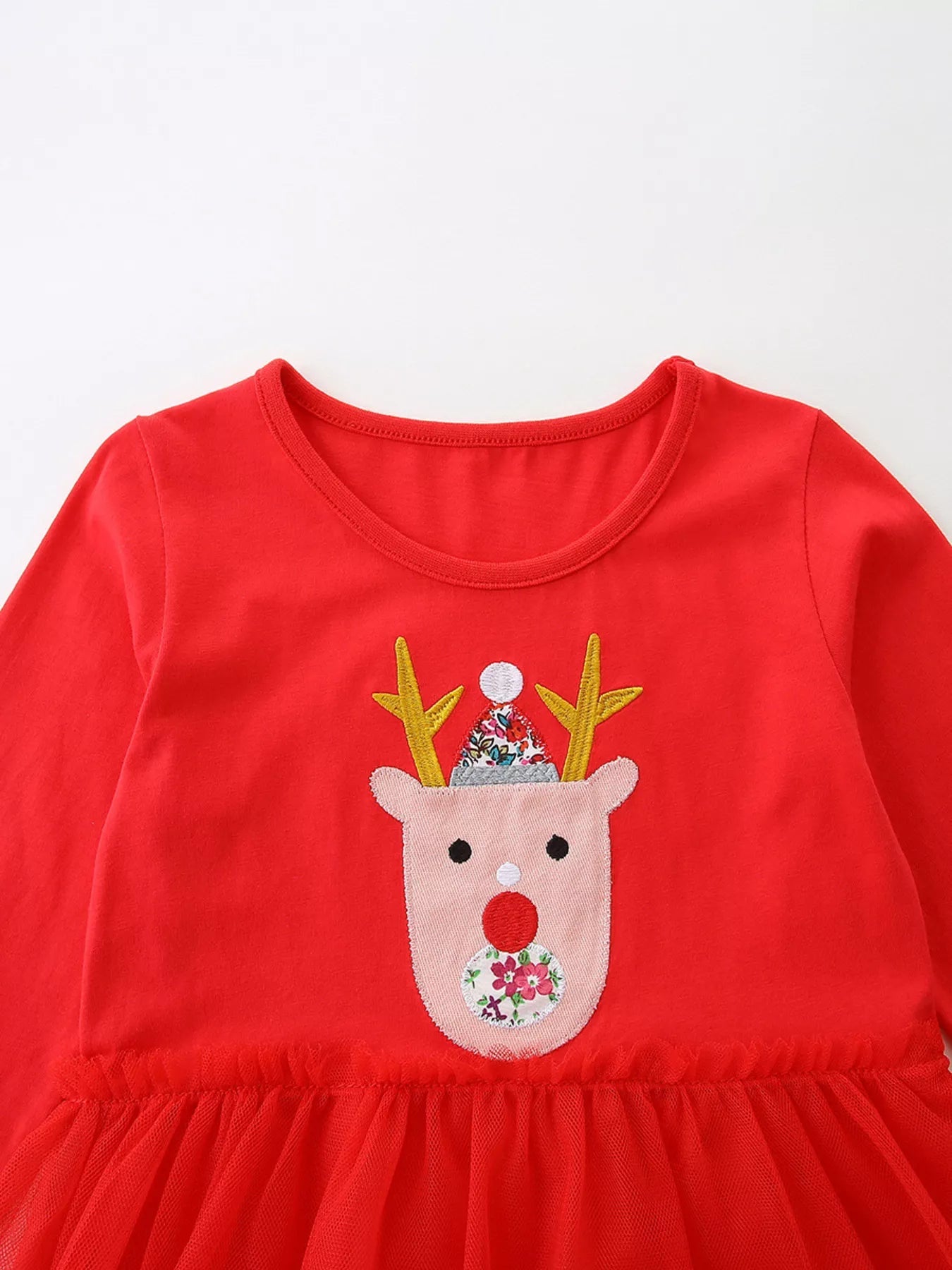 Children's Reindeer Applique Tulle Dress 
