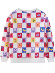 Children's Colorful Checkered Pattern Sweatshirt 