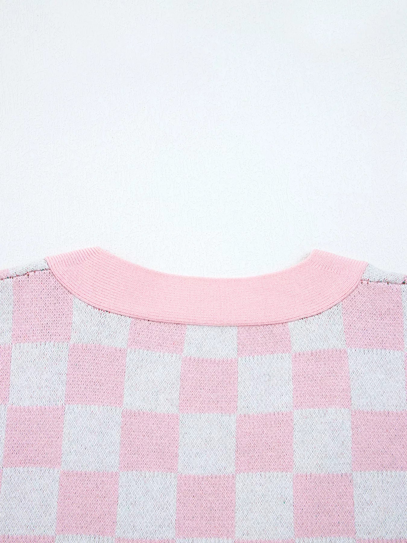 Christmas Tree Pattern Checkered Button V Neck Cardigan 