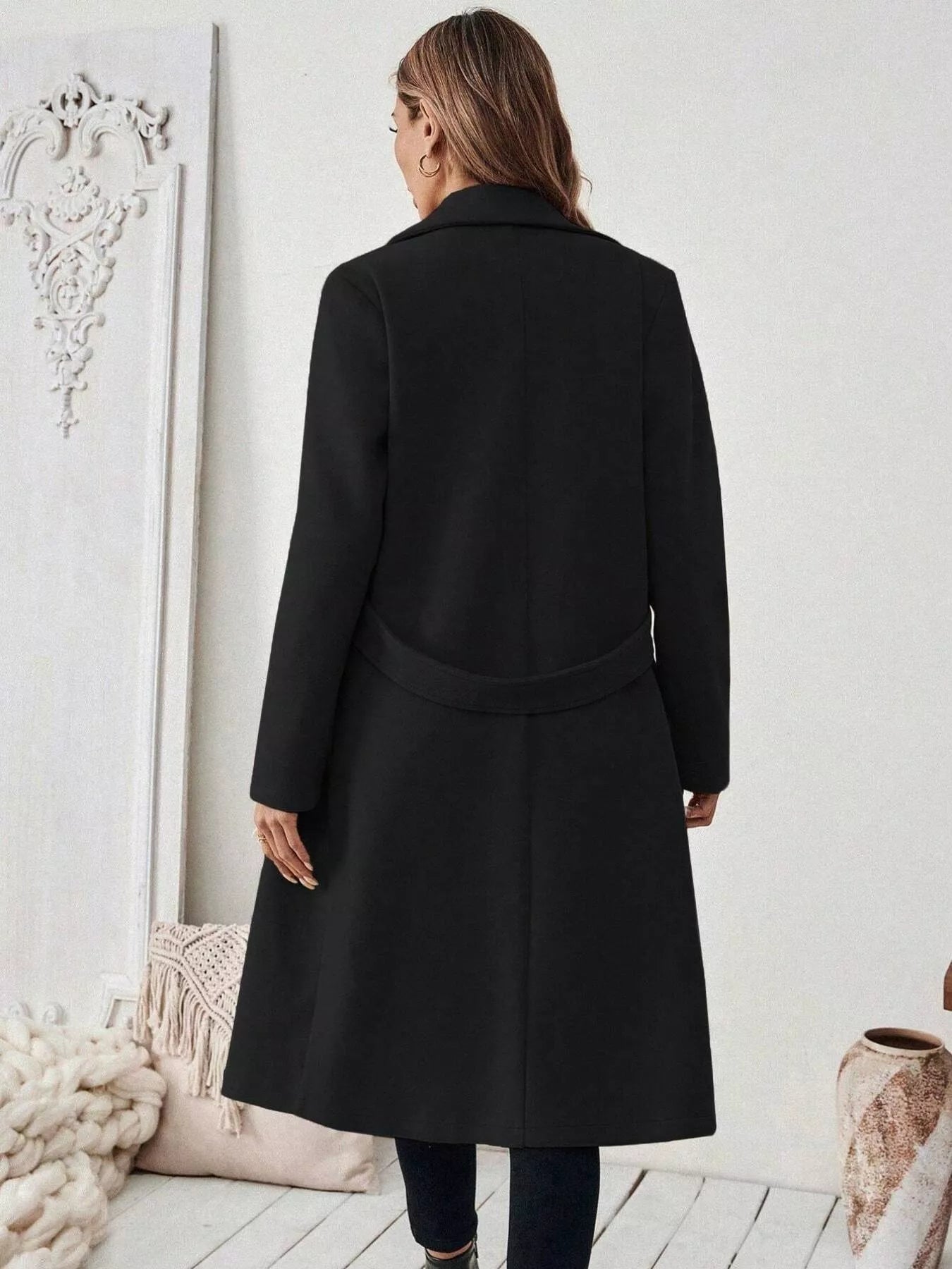 One Button Wool Blend Overcoat 