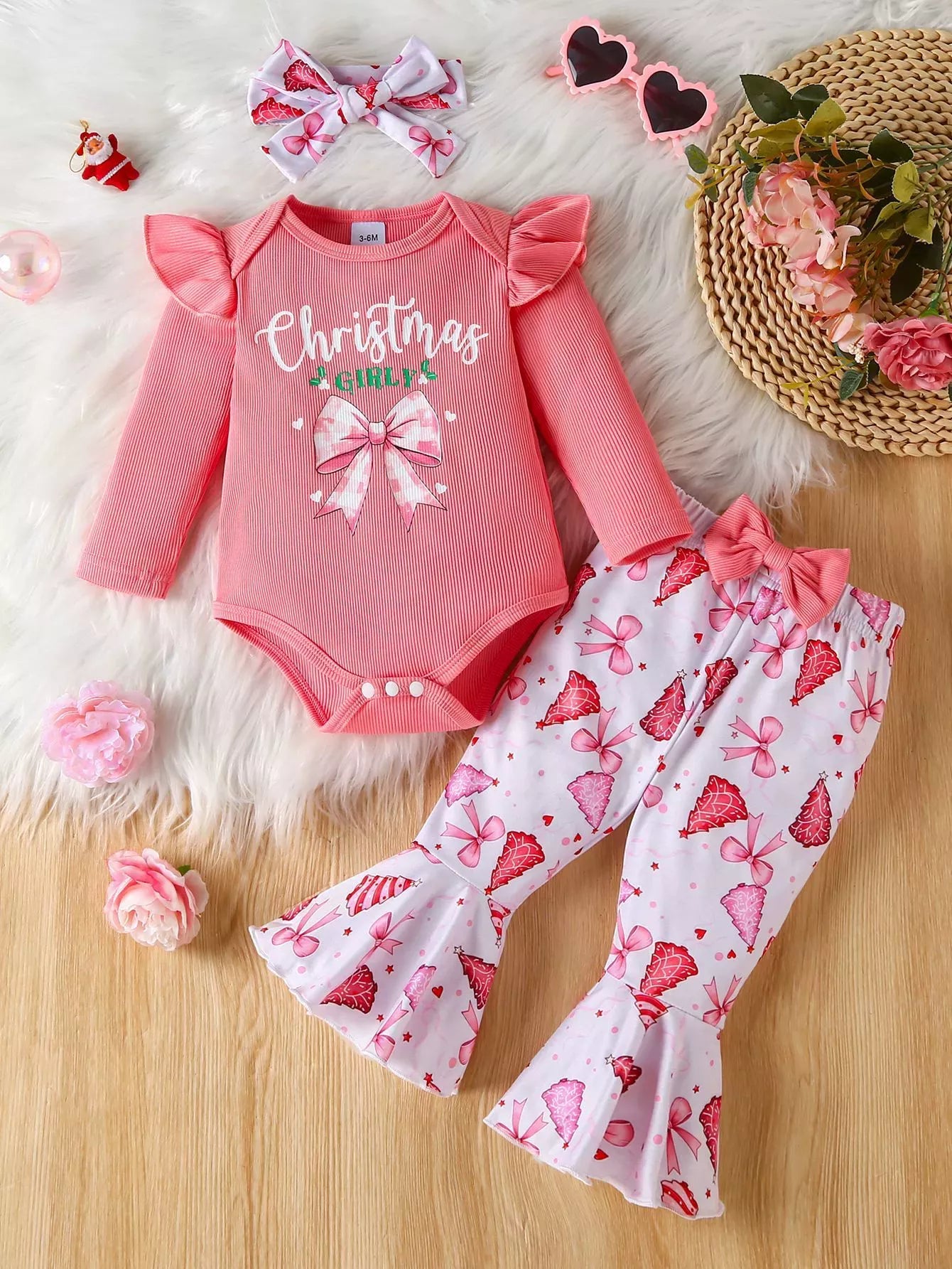 Children's Halloween Graphic Top and Pants 3-Piece Set with Headband 