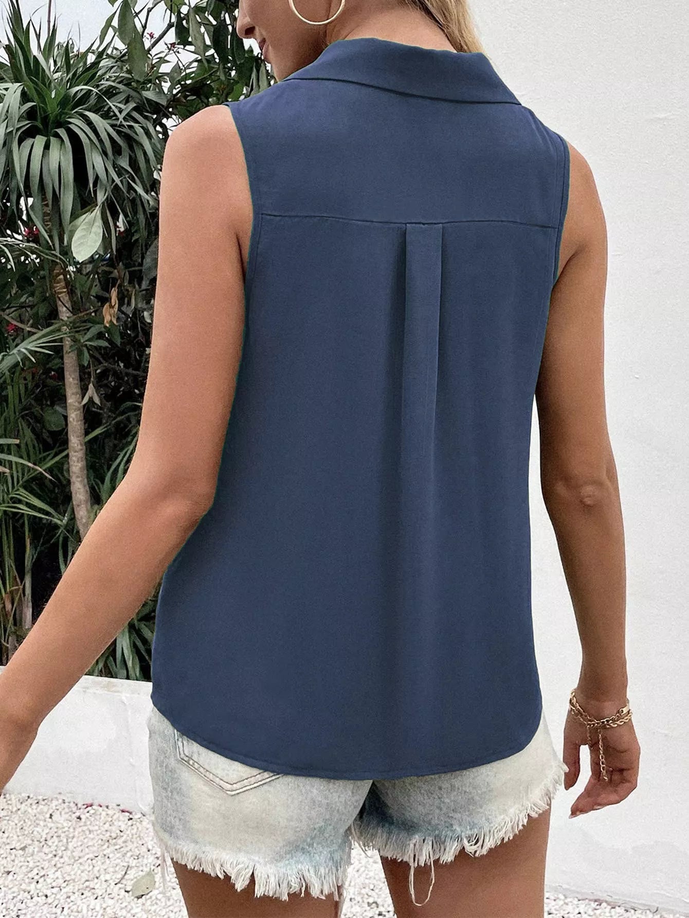 Full Size Button-Down Tank Top Plus Size 