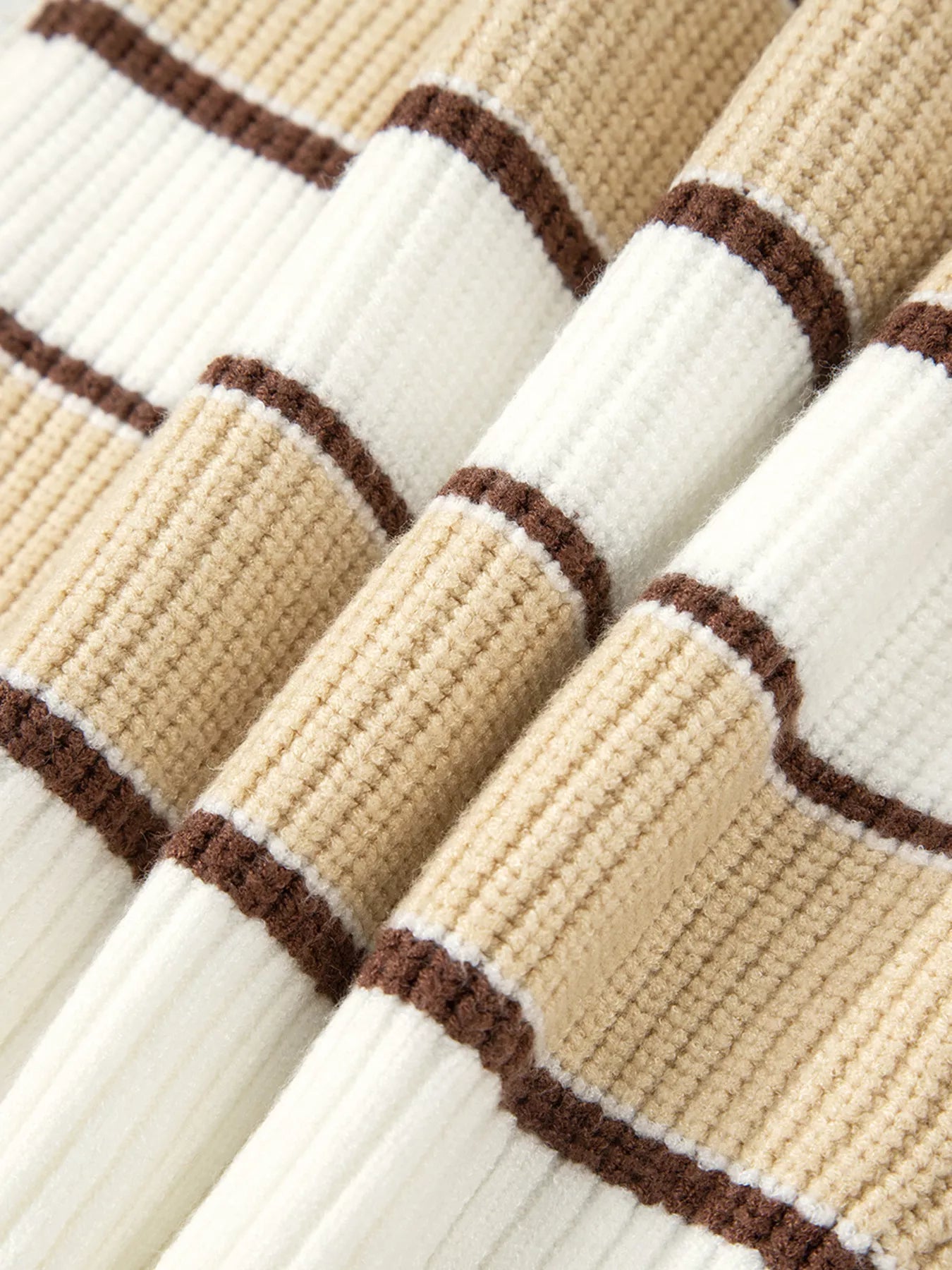 Stripe Half Zip Drop Shoulder Sweater 