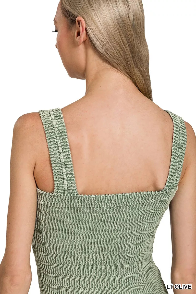 Zenana Seamless Winkle Stone Washed Tank Top 