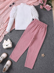 Children's Puff Sleeve Top and Pants Set 